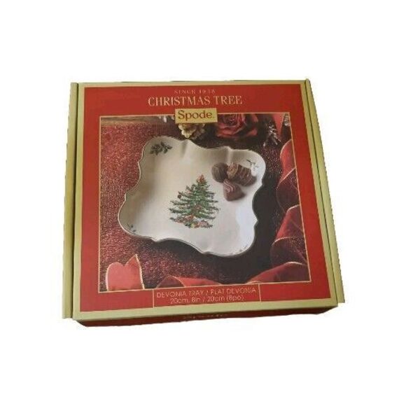 Spode Christmas Tree Devonia Tray Candy Dish Plate Holiday 8" Decorative - Picture 1 of 5